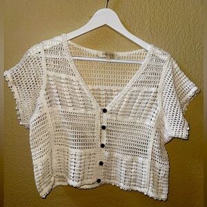 Rebellion‎ Again Cotton Crochet Crop Top Size L Cottagecore Y2K Vintage NWOT